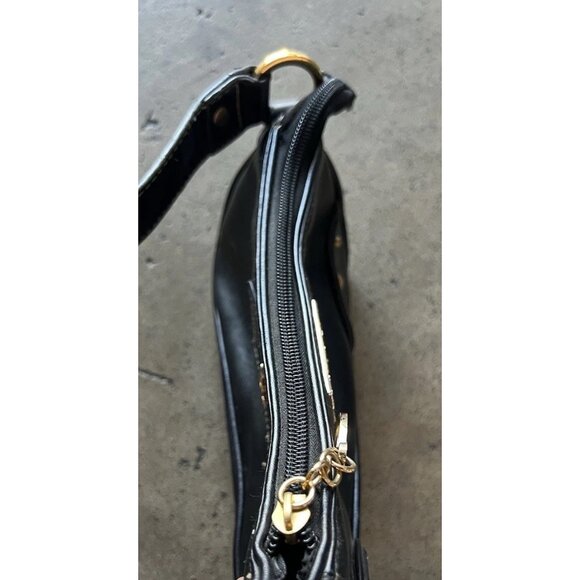 Vintage Baby Phat Mini Shoulder Handbag Black Leather Stone Logo Gold Charm RARE - Picture 15 of 16